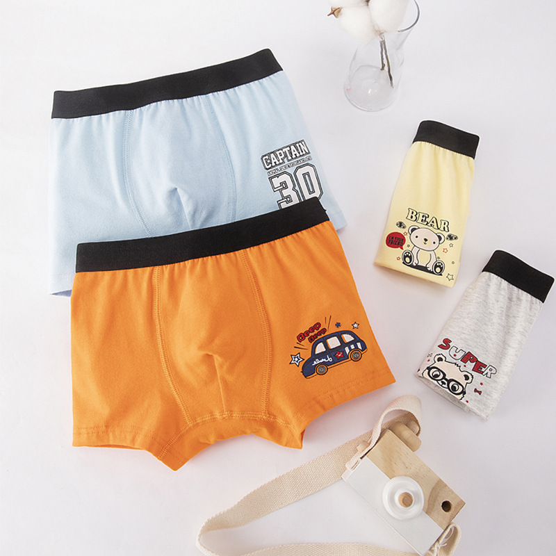 Children's underwear for boys, pure cotton flat waist for boys, middle and large children, 12 years old, 13 years old, 10 years old, 15 years old, children's four corner pants, short pants