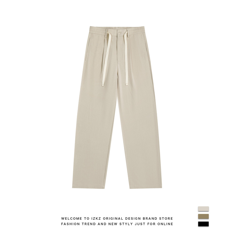 Izkz Niche High Luxury Summer Casual Outdoor Pants Men's Breathable Anti-Wrinkle Straight Scimitar Loose Suit Casual Pants