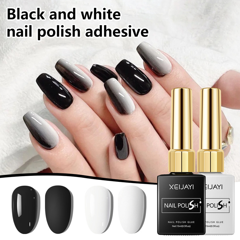 Black and White Double Color Nail Glue Autumn and Winter Christmas Manicure UV Gel Nail Art Design Special Phototherapy Glue