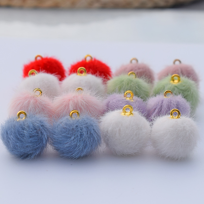 10 Pcs/package Cute Hairball Imitation Mink Jewelry Accessories display picture 9