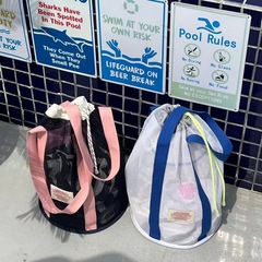 韓国ins休暇旅行ビーチバッグネット布ポケット大容量手提げ袋水泳通気ネット収納バッグ