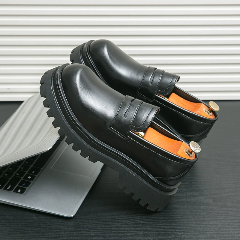 Мужская обувь Lefu на толстой подошве трансграничный большой размер новая кожаная обувь один педаль модная мужская бизнес-обувь