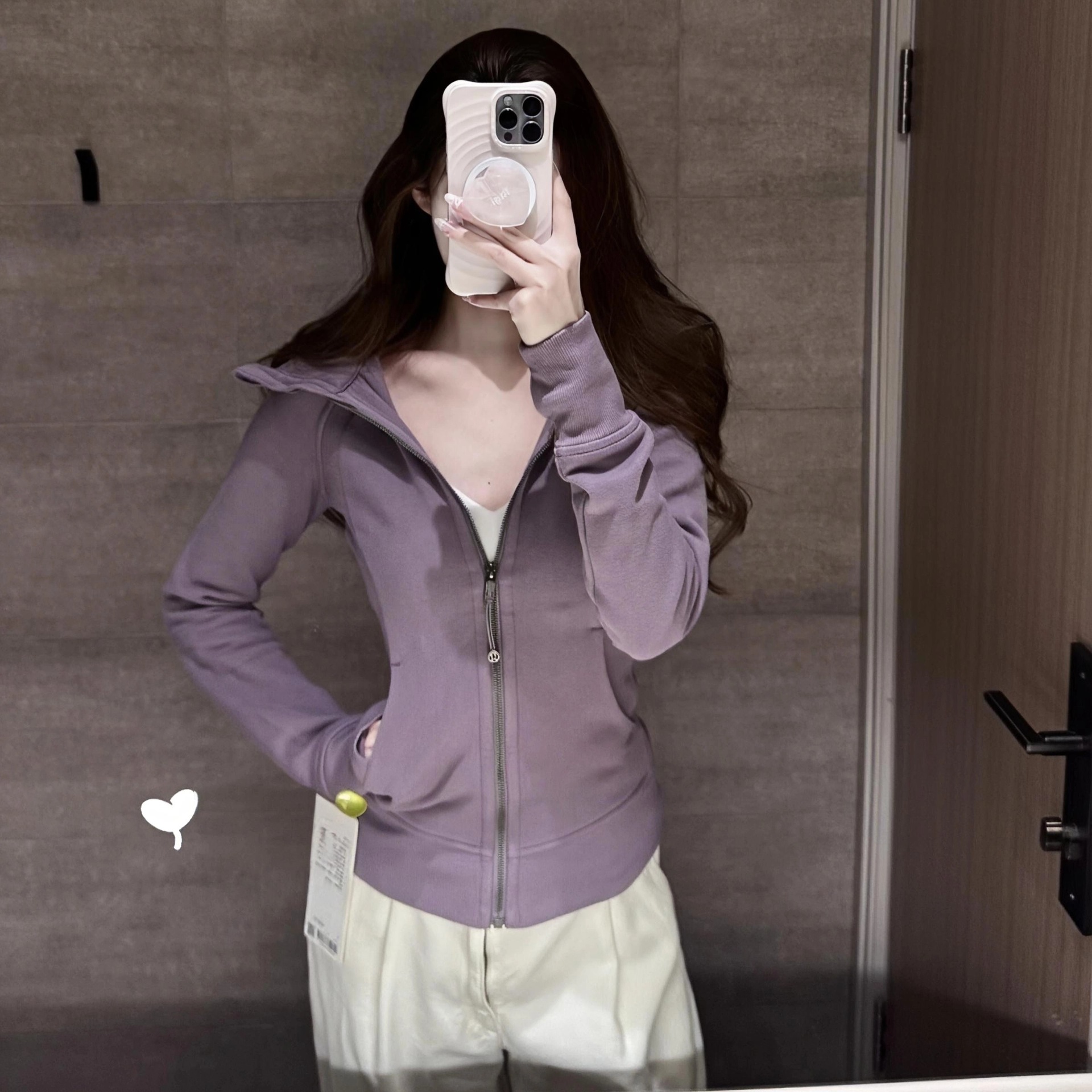 Lulu Original Embroidered Scuba Sweatshirt Women's Slim Fit Hooded Fleece Jacket Zipper Casual Sports Yoga Top