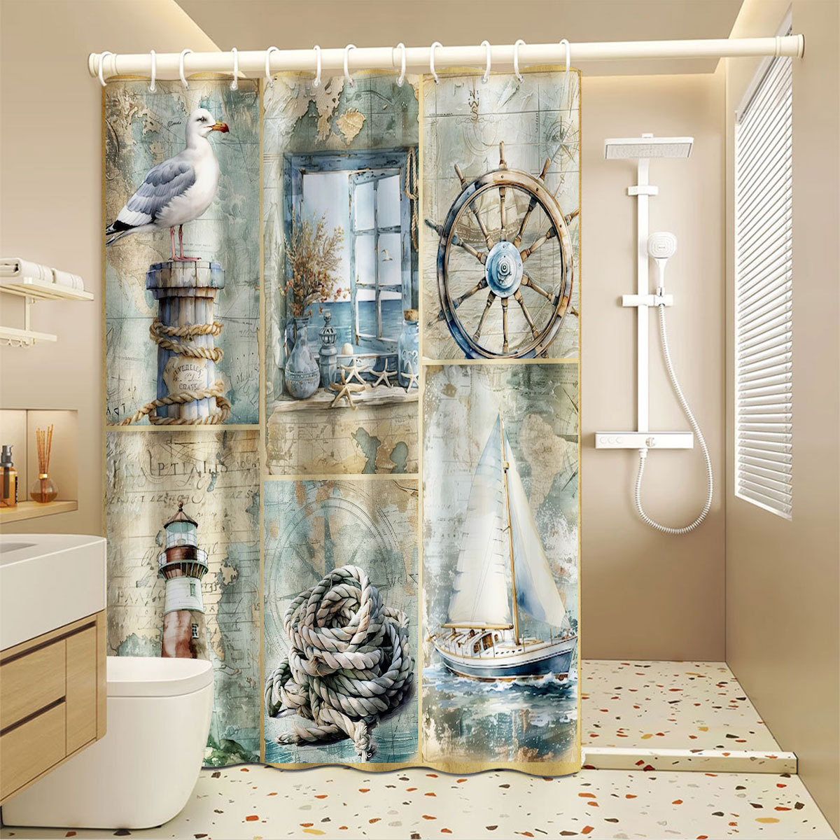 Essential For Renters: Waterproof And Mold-Proof Bathroom Curtain, No Drilling Required, Dry-Wet Separation,_voghion.com