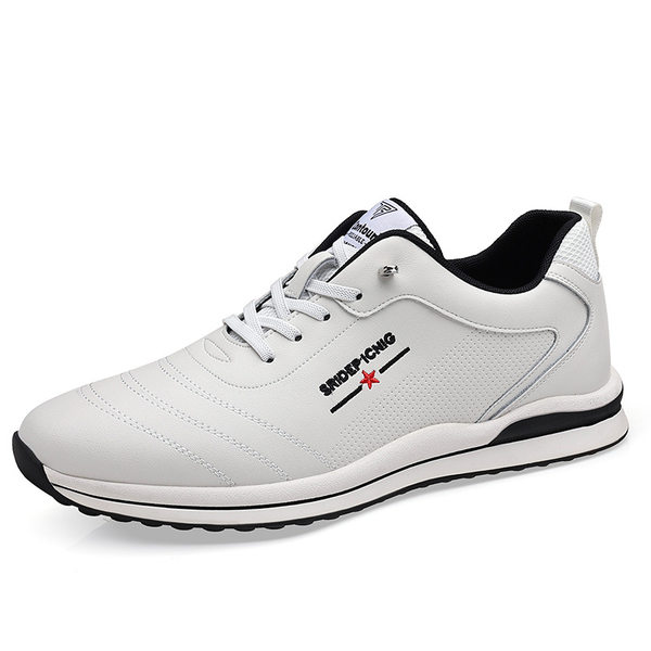 Giày sneaker nam da bò phối màu, đế cao su gót thấp 1–3 cm, dây thun tiện lợi — PZ905 màu trắng, PZ905 màu đen