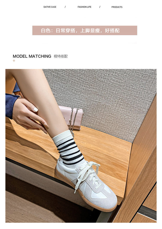 Giày sneaker nữ da thật cổ thấp phong cách tối giản, đế cao su chống trượt — V2 lót nhung, V2 một lớp bên trong chi tiết 5