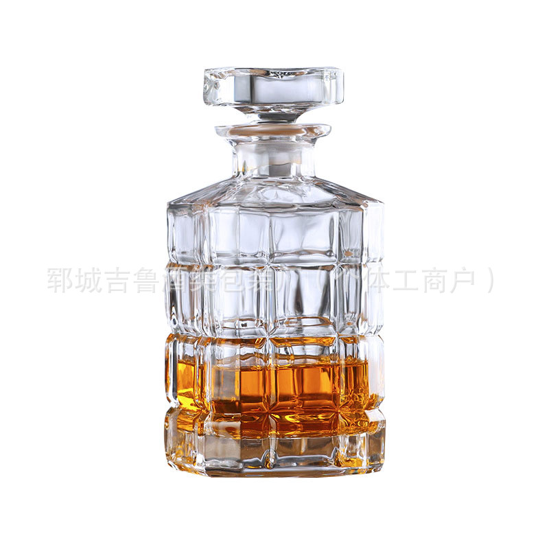 水晶玻璃红洋酒瓶家用威士忌空瓶密封酒瓶多容量酒瓶