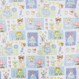 全棉可爱卡通猫咪熊猫动物拼布面料童装婴童服家居服睡衣箱包布料