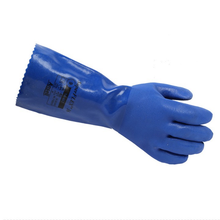 安思尔14-663 PVC涂层手套防滑抗油防化学生物制药工业撕裂防护