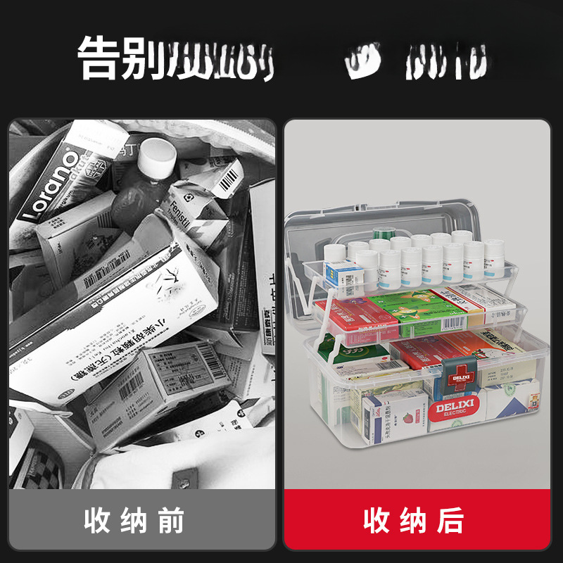 Caja de medicina de Delisie, caja de almacenamiento de medicamentos para el hogar, caja de almacenamiento de medicamentos, caja de herramientas de artesano para el hogar