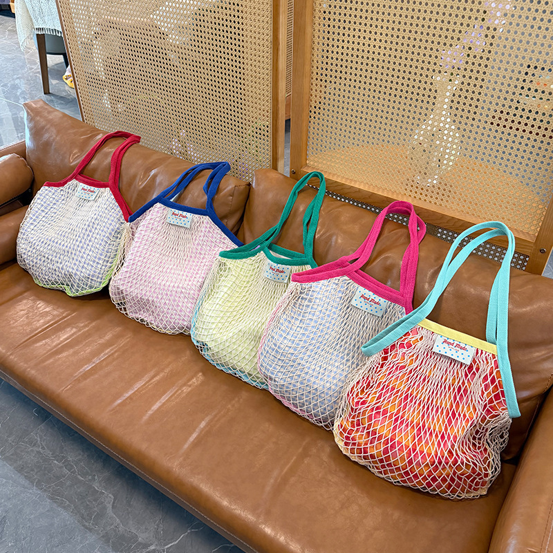 Spring and Summer New Nylon Plaid Mesh Bag Series Sweet Style Fresh Contrasting Color Bags for Women