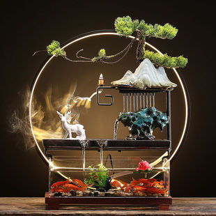 Automatic circulating water fish tank landscaping ornaments living room home rockery water machine opening housewarming gift decoration Yukang