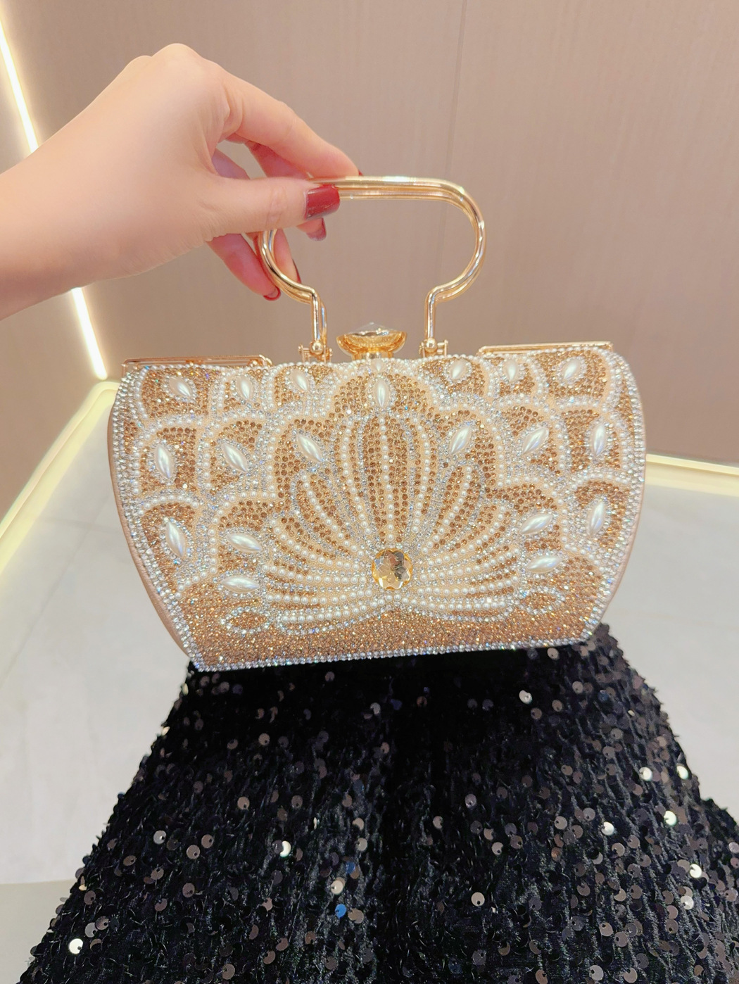 Nuevo bolso retro transfronterizo bar fiesta boda cumpleaños banquete bolso de diamantes incrustado crossbody bolso de noche