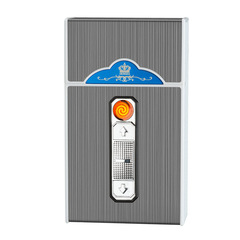 Waterproof and Pressure-Resistant Men's 20-Pack Coarse Metal Cigarette Case with Lighter and Multifunctional Features - Cross-Border Supply