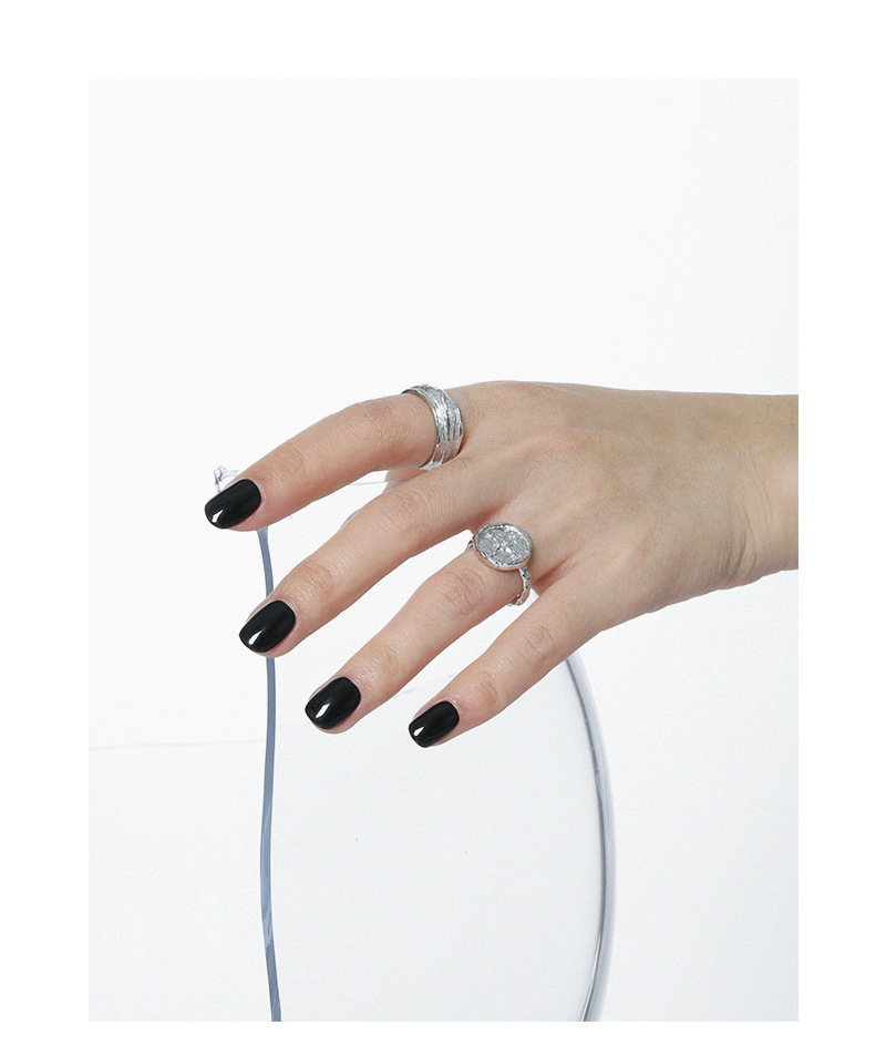 Korean niche irregular surface texture S925 sterling silver open ring female