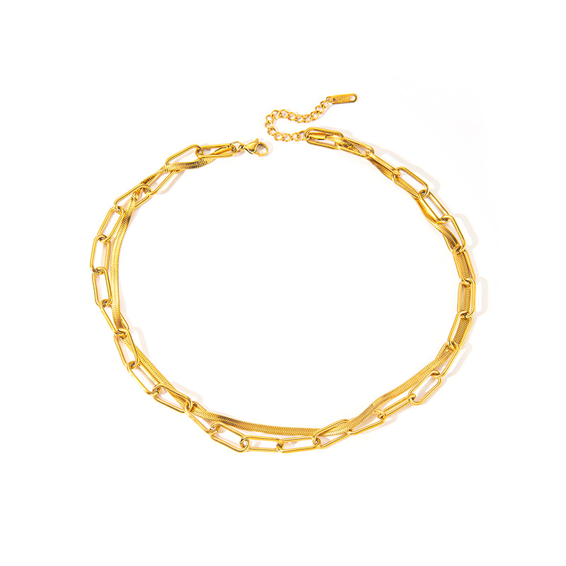 Joyería Al Por Mayor Elegante Color Sólido Acero Titanio Enchapado Collar Cadena De Clips Cadena De Cuerda Torcida display picture 21