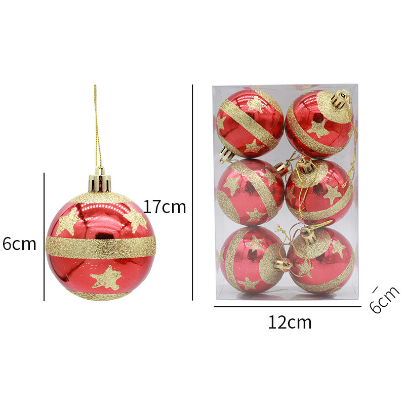 6cm色絵クリスマスボール飾り道具手描きクリスマスボールプラスチックメッキボールクリスマスツリー飾り卸売り|undefined