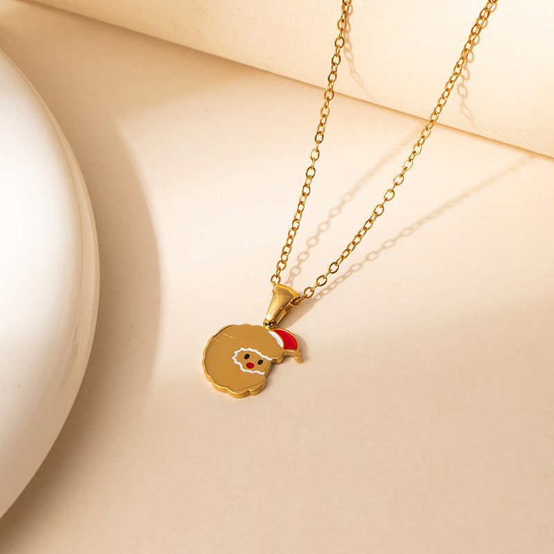7g Weight 0.03µm Gold Plating Thickness Electroplated Gold Plating Process Golden Plated Plating Material 201 Stainless Steel Pendant Material Pendant Necklace Classification 201 Stainless Steel Chain Material cable chain Chain Type 1 Piece Quantity Holiday, Daily Occasion 201 Stainless Steel Material Santa Claus, Number Pattern Women's Gender Cute Style Plating Craft Fashionable Stainless Steel Christmas Necklace For Women 26 Small Letter Pendants Versatile Minimalist Choker Trendy Accessory 7