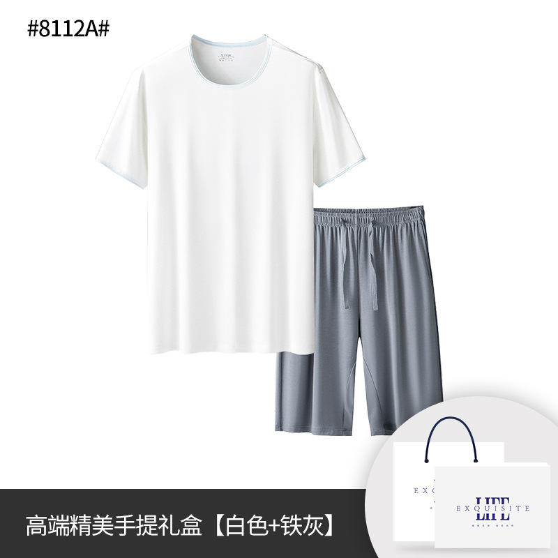 [Pocas cosas buenas] 80 trajes modales de doble cara de ropa de hogar para hombres de primavera y verano se pueden usar en pantalones cortos de manga corta