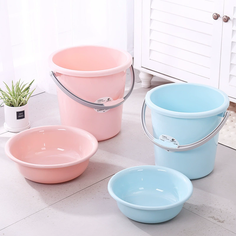 Большое ведро для хранения воды для домашнего использования, утолщенное пластиковое портативное большое круглое ведро для общежития, прочное ведро для стирки и раковина.