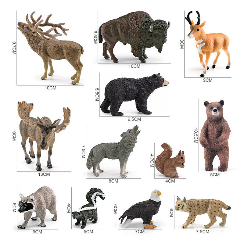 Transfronterizo simulación Tmall macho alce oso pardo oso negro ardilla Ciervo rojo bisonte mapache antílope águila modelo animal adornos