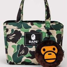 日杂志附录款2021迷彩 潮牌 猿 人 手提包大号购物袋零钱包
