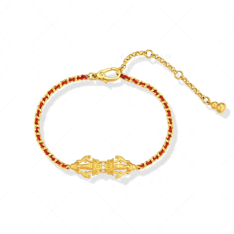 Xiaohongshu Popular Red Rope Vajra Pestle Bracelet 2025 New Model Zodiac Year Red Rope Exquisite Bracelet for Women One Piece Drop Shipping