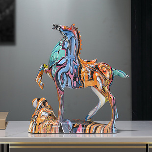 European Art Modern Colorful Horse Ornaments Creative Housewarming Gifts Light Luxury Living Room Tv Cabinet Entrance Home Decoration