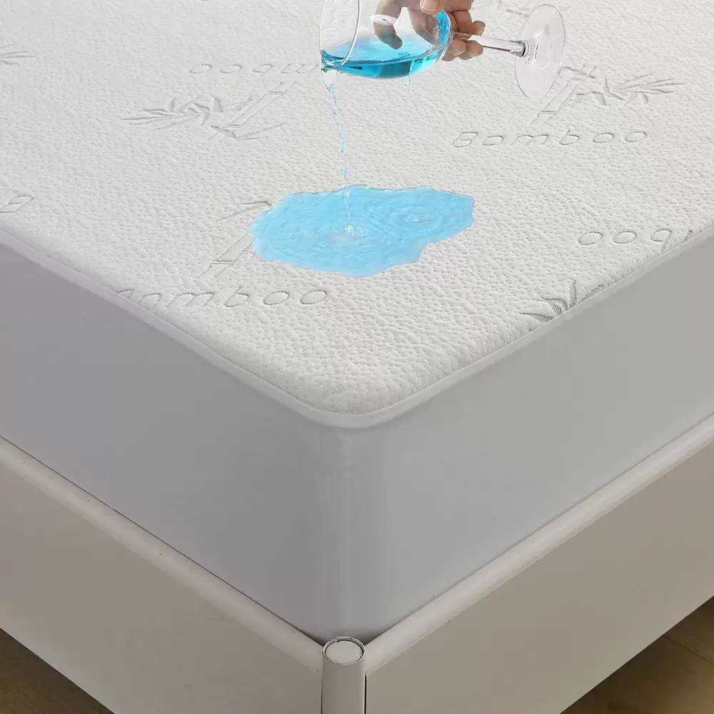 厂家直销竹纤维空气层提花防水床笠罩透气隔尿床套夹棉保护罩跨境