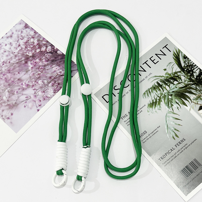 조정 가능한 긴 로프 다크 그린 로프 화이트 매듭