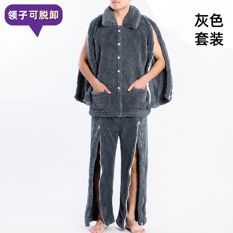 Men's shu cotton velvet gray suit