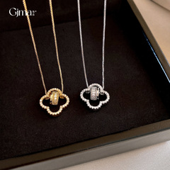 18k本物の金メッキジルコンの円の花のネックレスは軽くて豪華です。