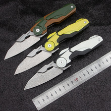跨境电商现货 g10手柄+CPM粉末钢大马士革 EDC户外装备折叠刀