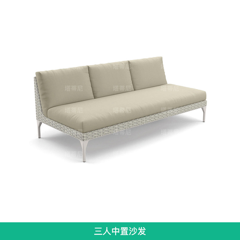 Conjunto de sofás para exteriores, muebles de esquina para patio o balcón, sofá de ratán para terraza de villa o solárium.