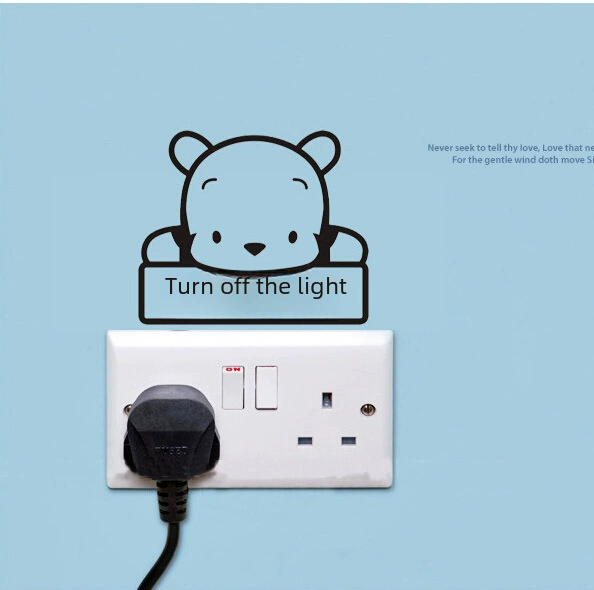 Removable switch key on wall, wall laptop for bedroom, sticker, panda