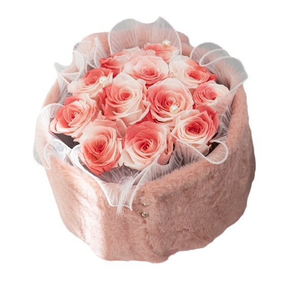 Ramo de orejas de conejo de rosa de flor eterna, regalo de confesión de boda del Día de San Valentín para novia, regalo de flores reales creativo de alta gama