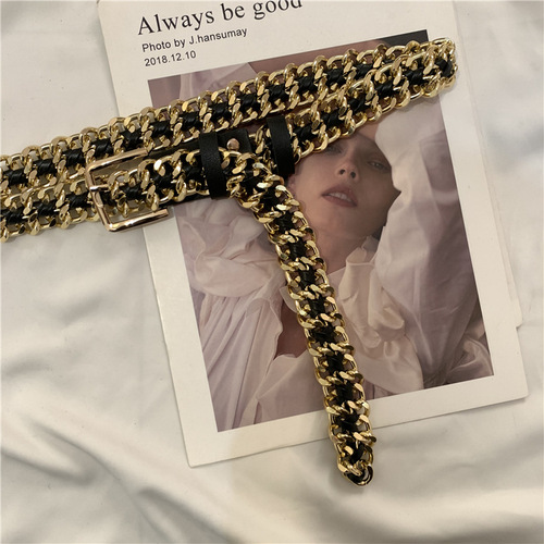 Knit Rough Chain Waist Belt for Women Decorative Dress Simple Metal Korean Style Fashion Suit Thinner Belt Match Skirt Trend