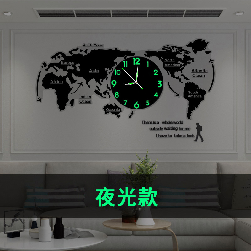 国境を越えた地図ヨーロッパ時計装飾壁時計リビングルームシンプルモダンな壁掛けアートファッションホーム雰囲気時計|undefined