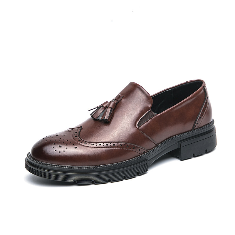 Cross-border 46 tamaño de otoño nuevo negocio casual ropa formal con bordas zapatos de cuero hombre estilo británico bloque tallado zapatos de hombre image 6