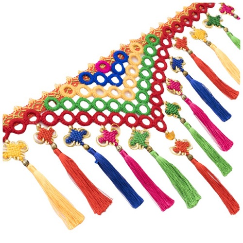 Large truck front fender decorative lace colorful triangle hanging tassels colorful embroidered hanging tassels car decoration bag top tassels tassels