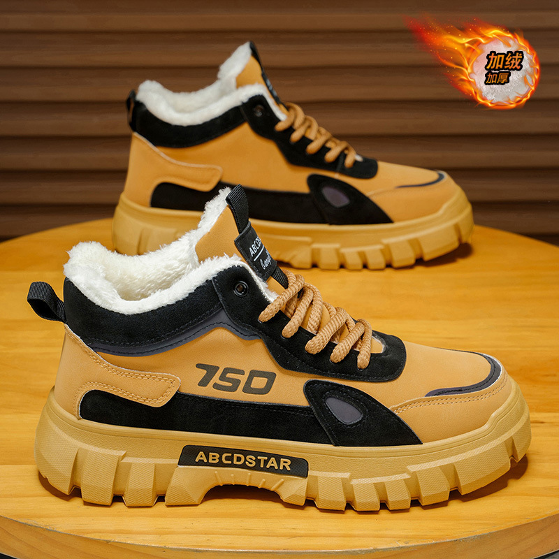 Zapatos de algodón para hombre 2026 nuevo invierno de terciopelo caliente al aire libre montaña impermeable antideslizante herramienta de alto impacto Martin botas de nieve