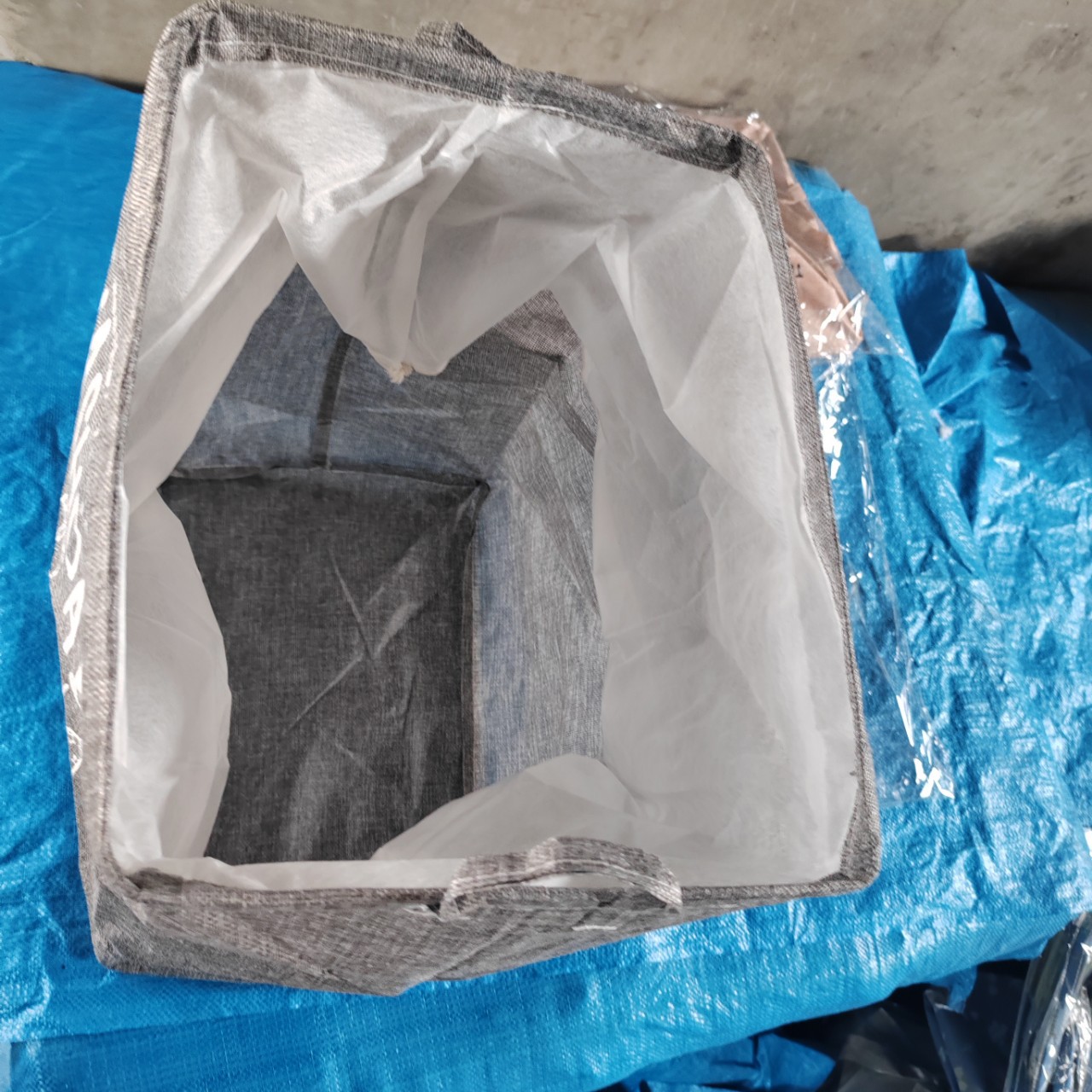 Extra grote, anti-mijt stoffen opbergmand voor verhuizingen, vochtbestendige inpakzak met trekkoord_voghion.com