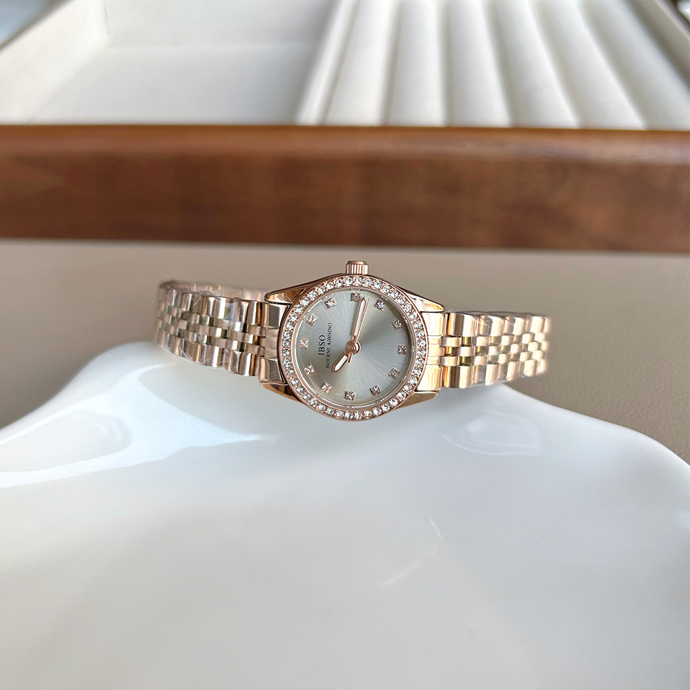 IBSO爱彼思诺1291新款钢带手表女小表盘经典镶钻日志款跨境外贸