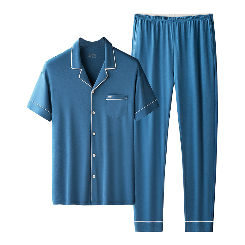 Water Soft Sky Silk Cotton Primavera y verano Traje de hombre Pantalones de manga corta Los niños delgados pueden salir a casa al por mayor