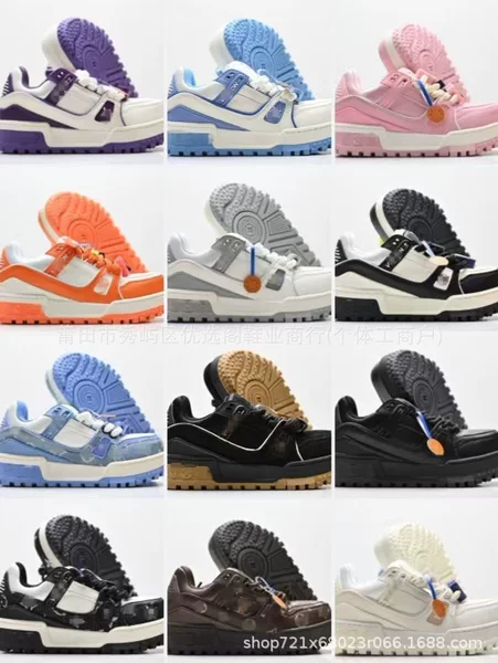 Exclusive cross-border supply of L-V brand Little Fat Ding trainer sneakers for men and women, non-slip, wear-resistant, fashionable casual shoes and skate shoes
