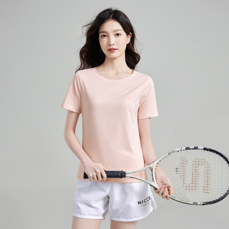 アウトドアスポーツ速乾衣夏冷感速乾tシャツ女性丸首ゆるい半袖ランニングフィットネス上着通気|undefined