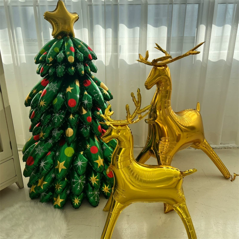 Ins Рождественская атмосфера макет 3D Золотой лось воздушный шар алюминиевая пленка стерео витрина магазина украшения реквизит