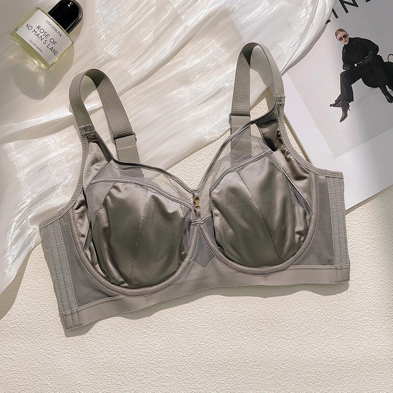 Median Large Bust Minimizing Bra for Women, Side Breast Collection, Anti-Sagging, Thin Soft Underwire, Breathable Plus Size Cotton Bra