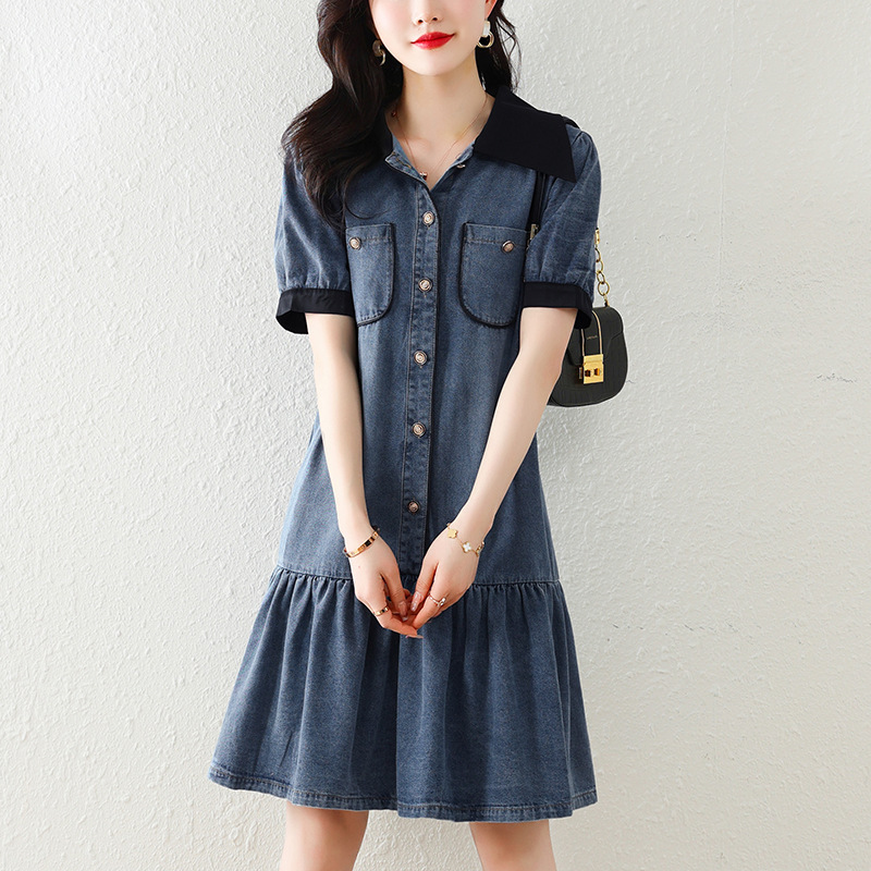 European Station 2025 plus size Women's Summer New Fashion Loose Age-reducing Light Luxury Elegant Denim dress