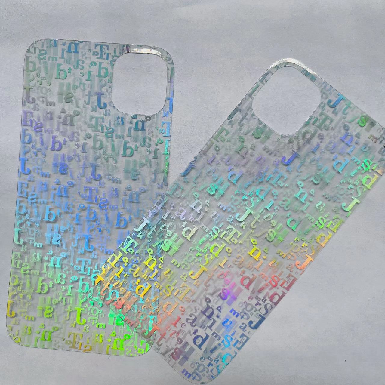 Handy-Schutzhülle mit Farbverlauf-PET-Karton, Hologramm-Folien, kompatibel mit Apple iPhone 17 Pro Max, Rückseitenkarte, 18er DUO